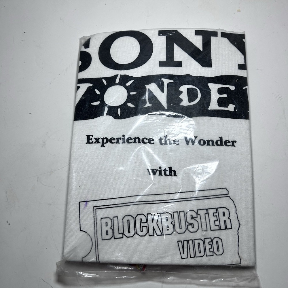 Vintage Sony Wonder & Blockbuster Video Color On Promo T-Shirt 1995 Sealed